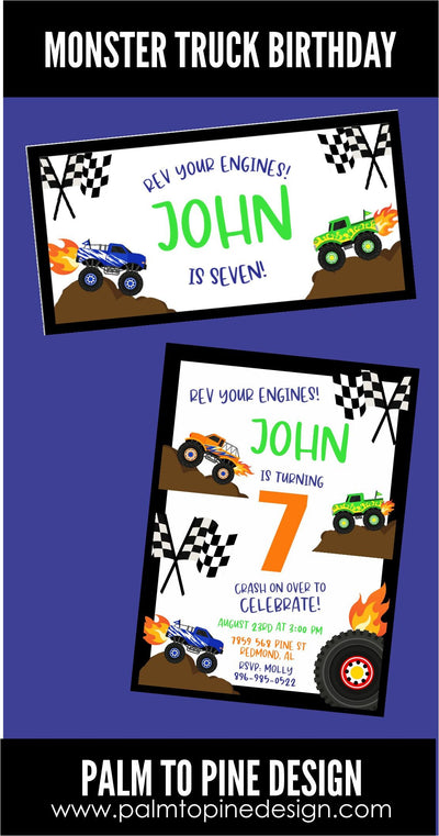 Monster Truck Birthday Banner