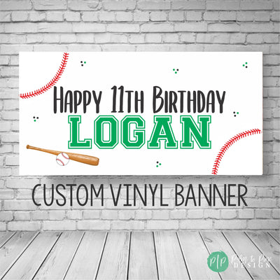 Baseball Birthday Banner for kids party personalized in team colors