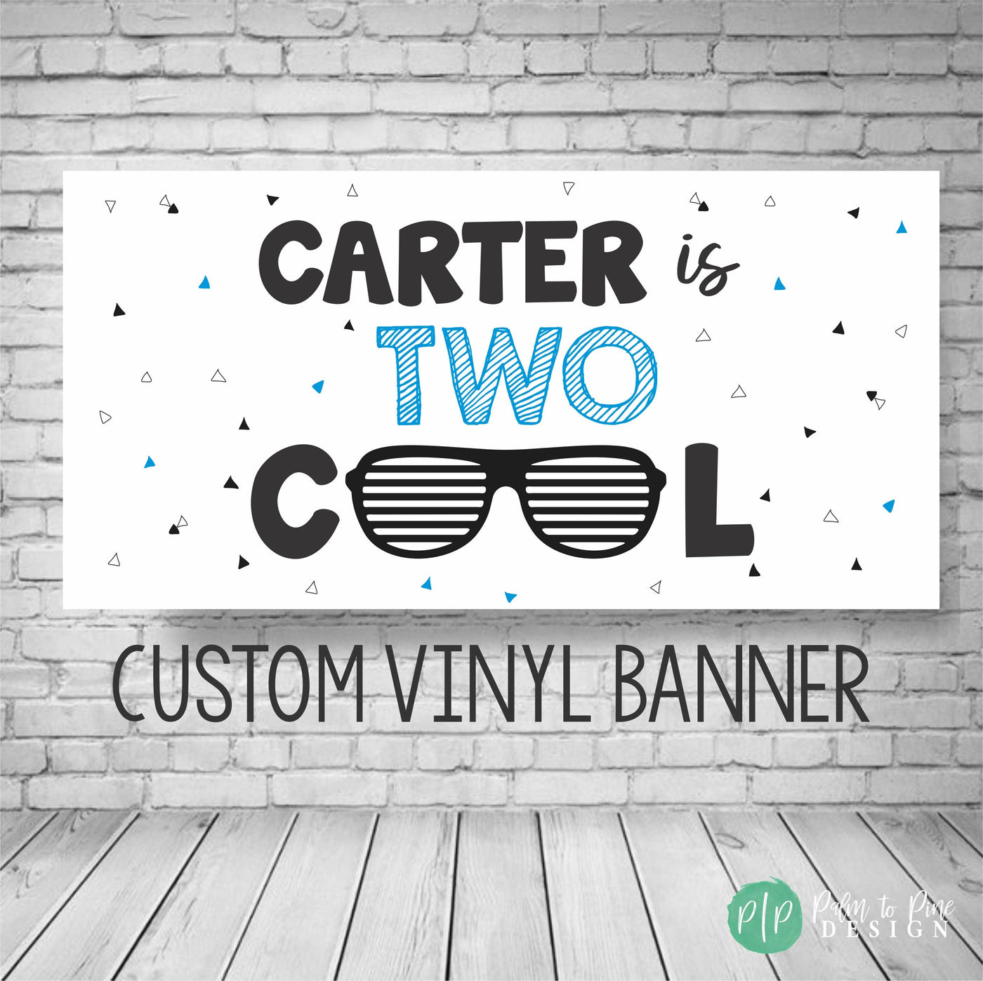 Two cool birthday banner with sunglasses