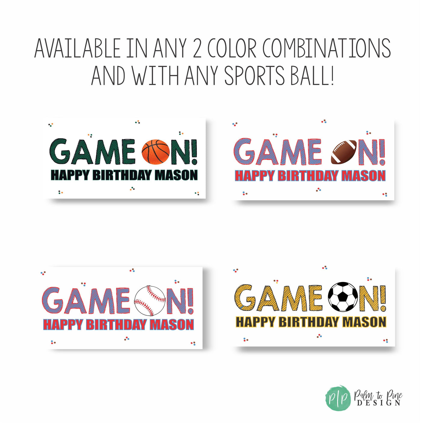 Sports Happy Birthday Banner in any team color for Basketball, Soccer, Baseball, Football