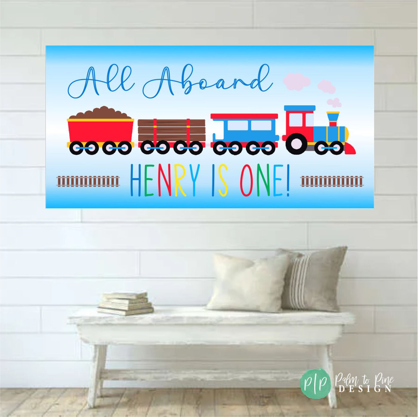 Modern Train Birthday Banner for Your Little Conductor