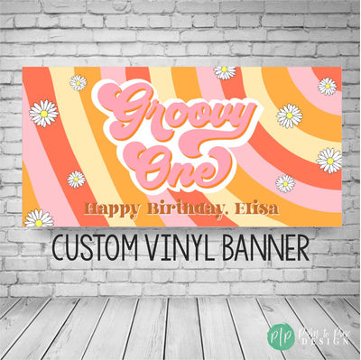 Groovy One First Birthday Banner with 70&#39;s vibe