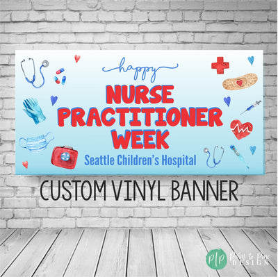 Nurse Practitioner Week Appreciation banner with medical equipment