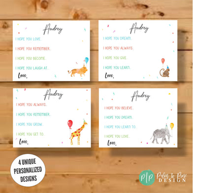 Jungle First Birthday Wishes, Time Capsule 1st Birthday Wishes, Birthday Party Wishes, Jungle Birthday Party Capsule, Baby Shower Wish Card