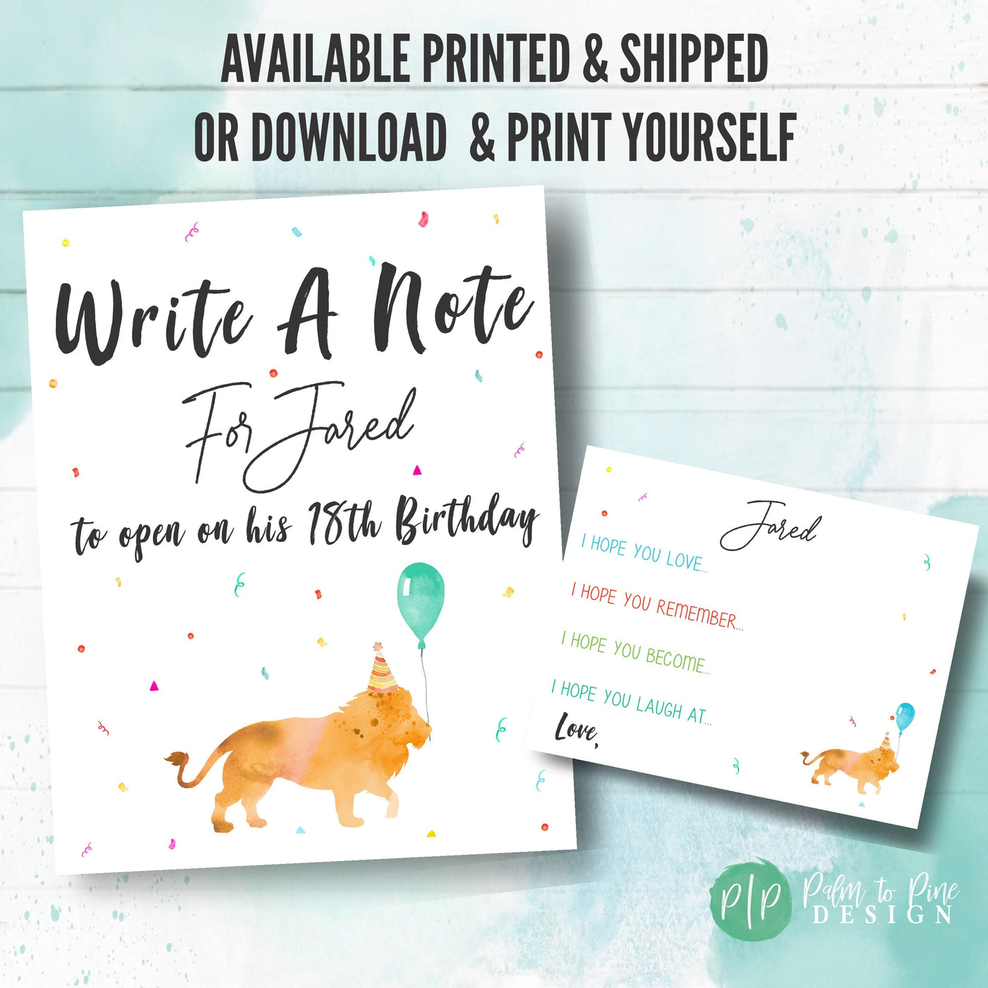 Watercolor jungle first birthday time capsule wish cards