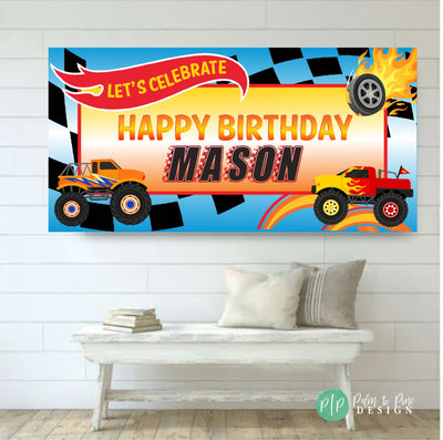 monster truck birthday decor