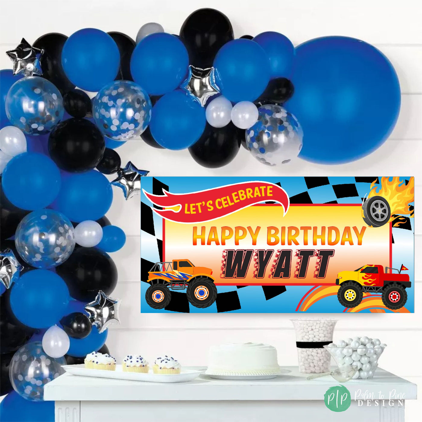 Monster Truck Personalized Birthday Banner, Monster Truck Birthday Sign, Monster Truck Birthday Party, Monster Truck Party Deco, Monster Jam