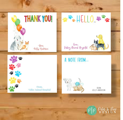 personalized stationery with dogs, cats and pets in rainbow colors