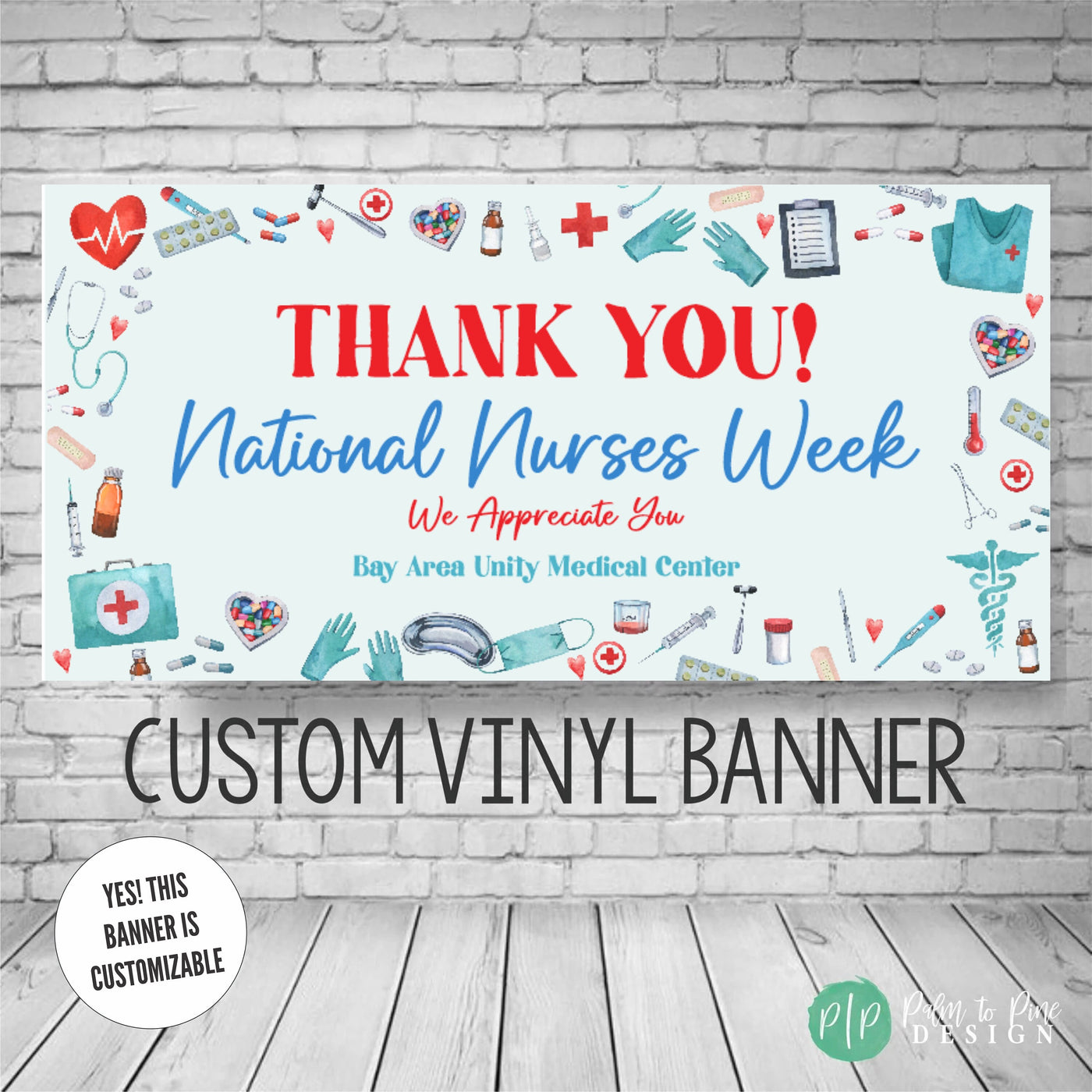 National Nurses Week Appreciation Banner with medical equipment border