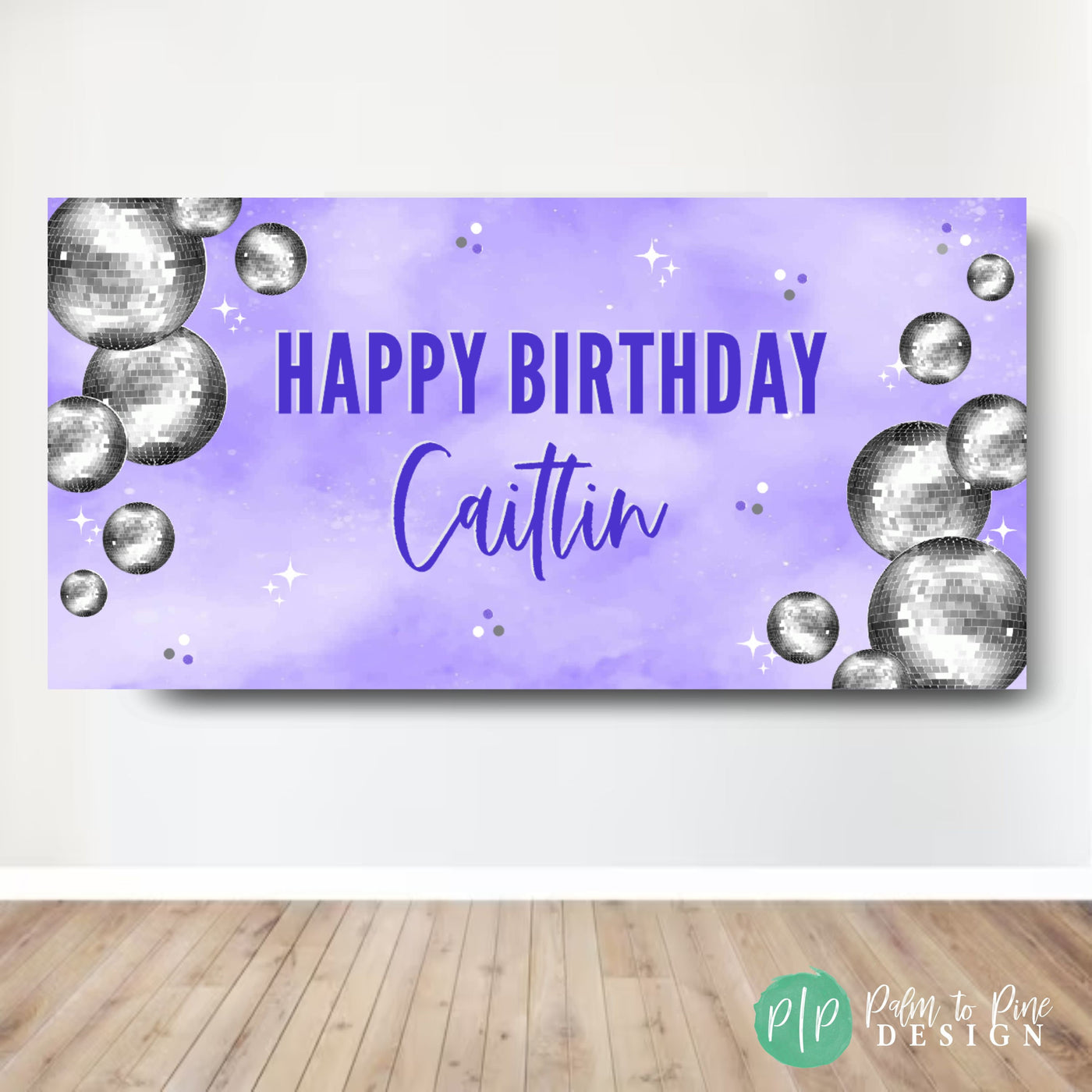 Disco Ball Custom Birthday Banner, Purple Disco 21st Birthday Backdrop, Disco Ball Birthday Banner, Bachelorette Party Disco Ball Backdrop