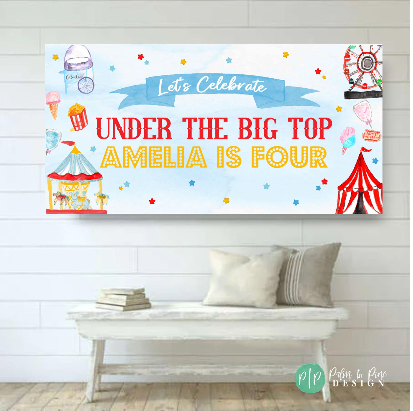 Circus Birthday Party Banner, Custom Carnival Backdrop, Under the Big Top Circus Birthday Party, The Greatest Show Sign, Circus Party Decor
