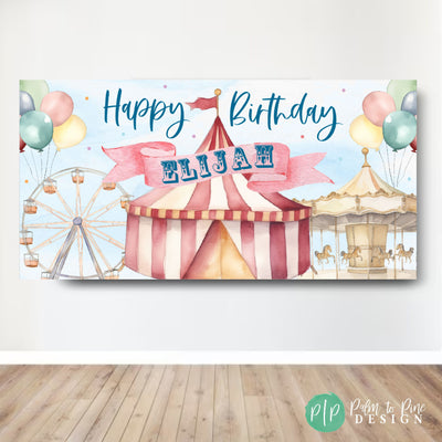 Circus Birthday Party Banner, Circus Birthday Party Banner, Custom Carnival Backdrop, Under the Big Top Circus Birthday Party, Circus Party