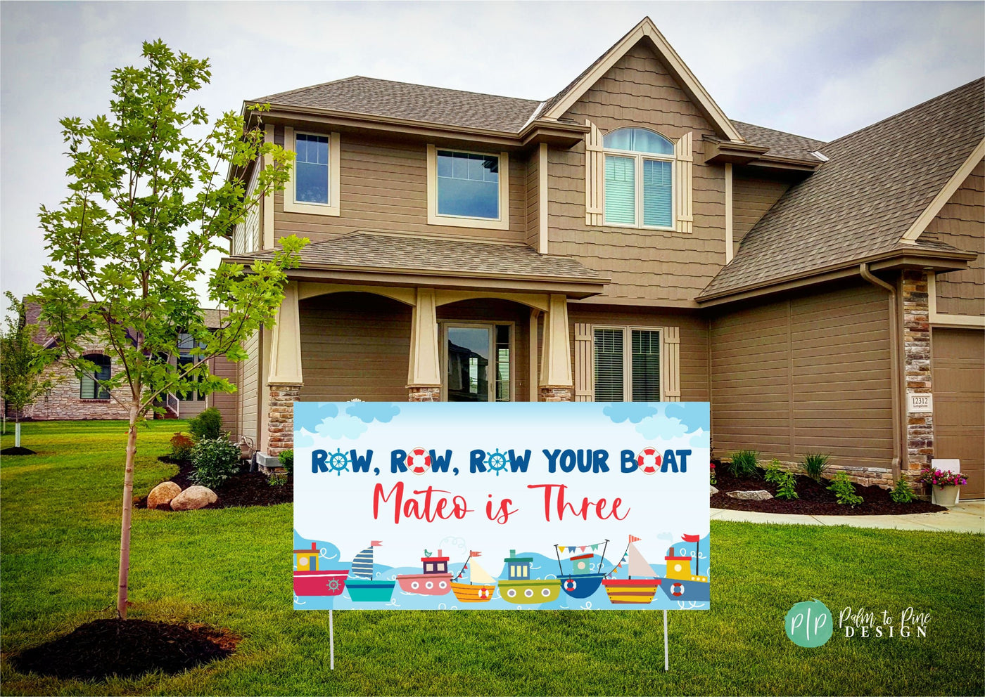 Row, Row, Row Your Boat Boys Birthday Banner, Sailboat Personalized Birthday Party Backdrop, Nautical Kids Birthday Decor, Sailboat Banner