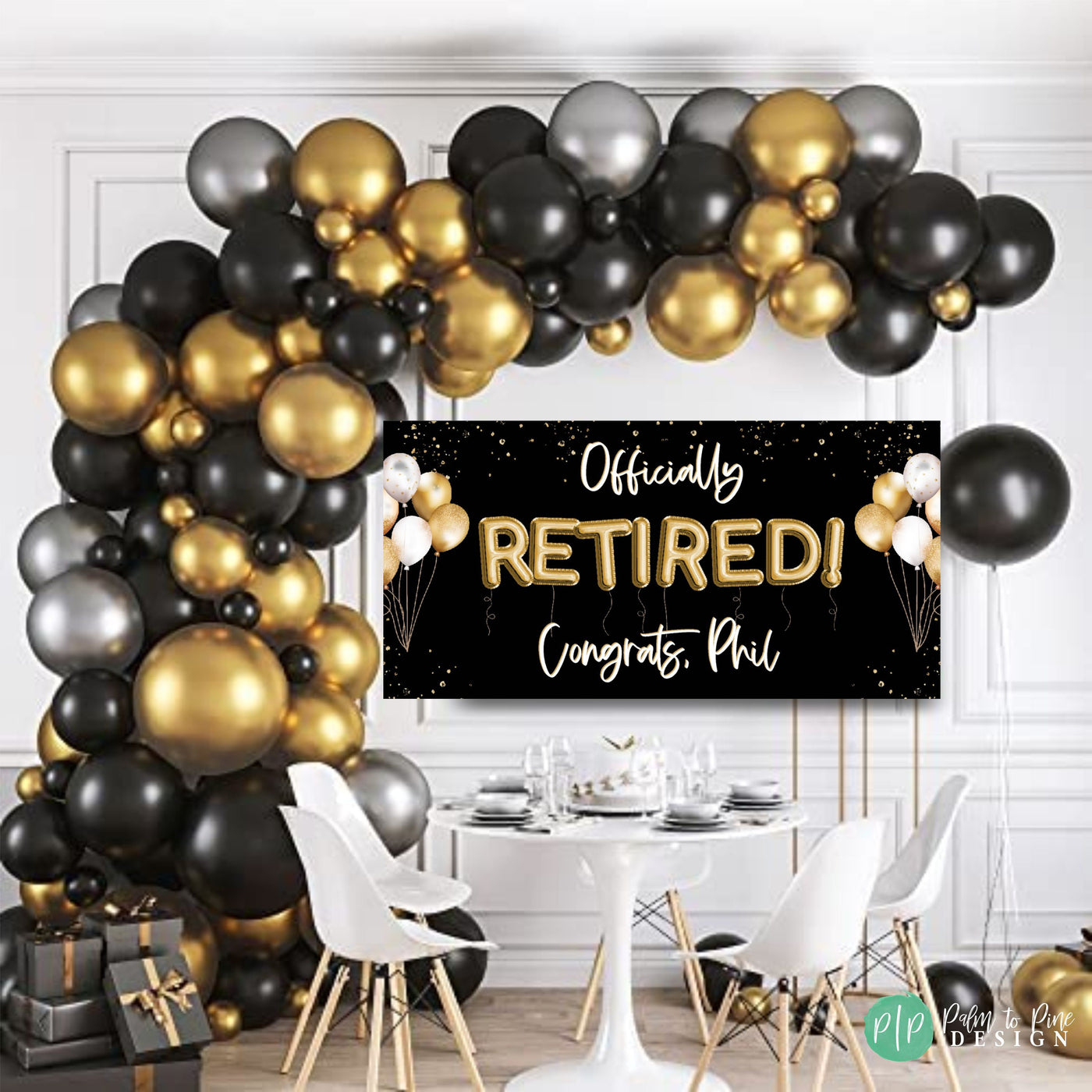 Retirement Balloon Banner, Custom Retirement Celebration Banner, Retirement Sign, Retirement Party Decorations, Retirement Party Backdrop