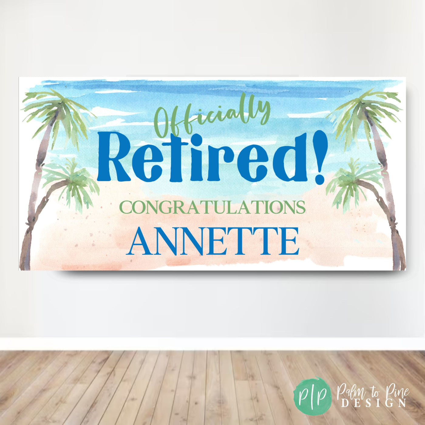 Retirement Beach Banner, Custom Beach Theme Retirement Celebration Banner, Retirement Party Decorations, Beach Retirement Party Backdrop