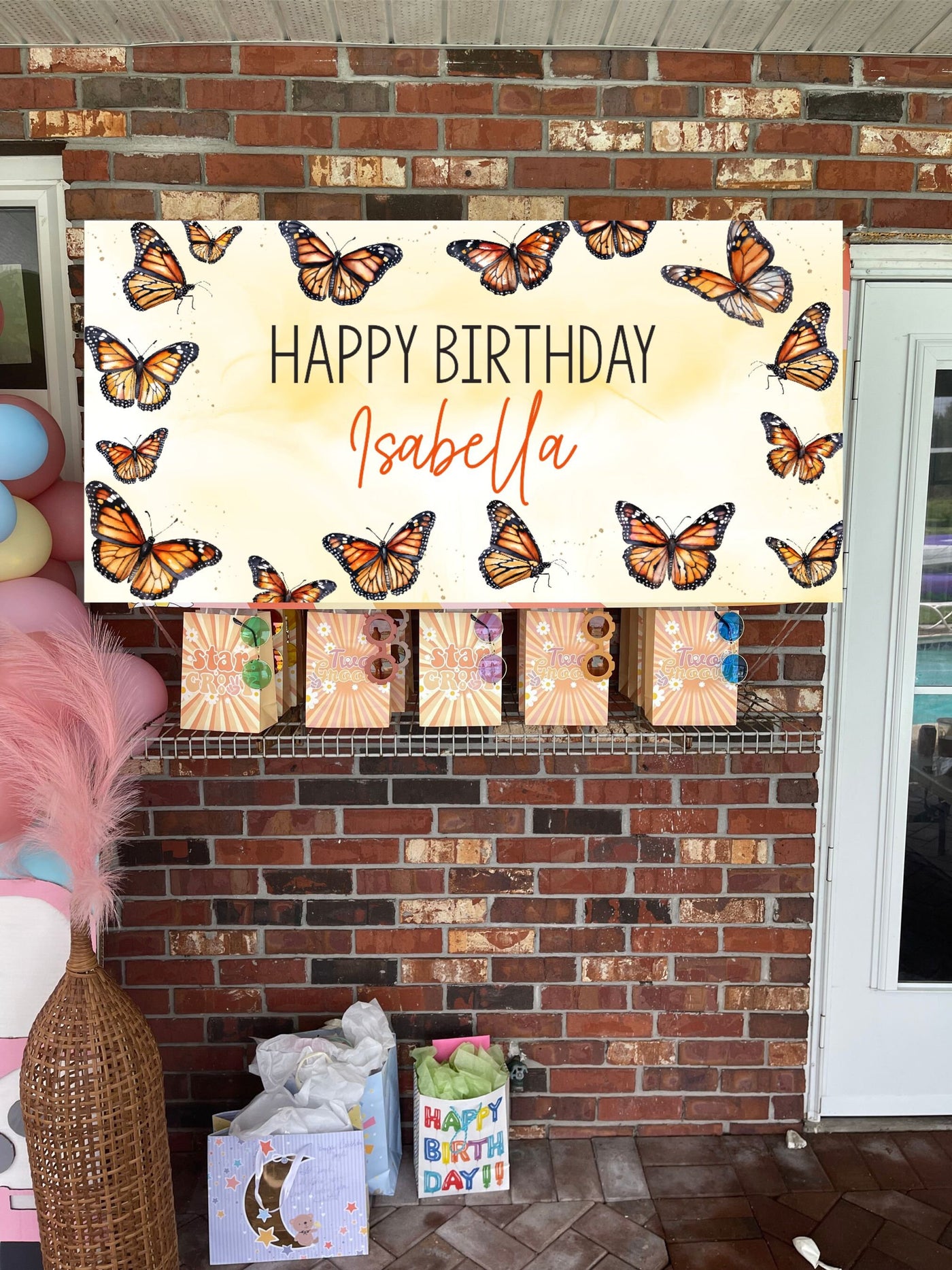 Butterfly Birthday Backdrop, Girls Monarch Butterfly Birthday Decor, Butterfly Birthday Banner, Girls Birthday, Butterfly Party Decorations