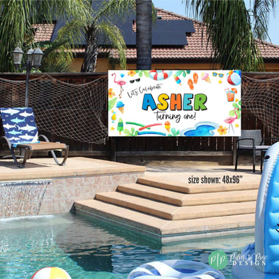 Pool Party Birthday Banner, Summer Fun Birthday Sign, Splish Splash Birthday, Everything Summer Birthday Party, Splash Party Summer Decor