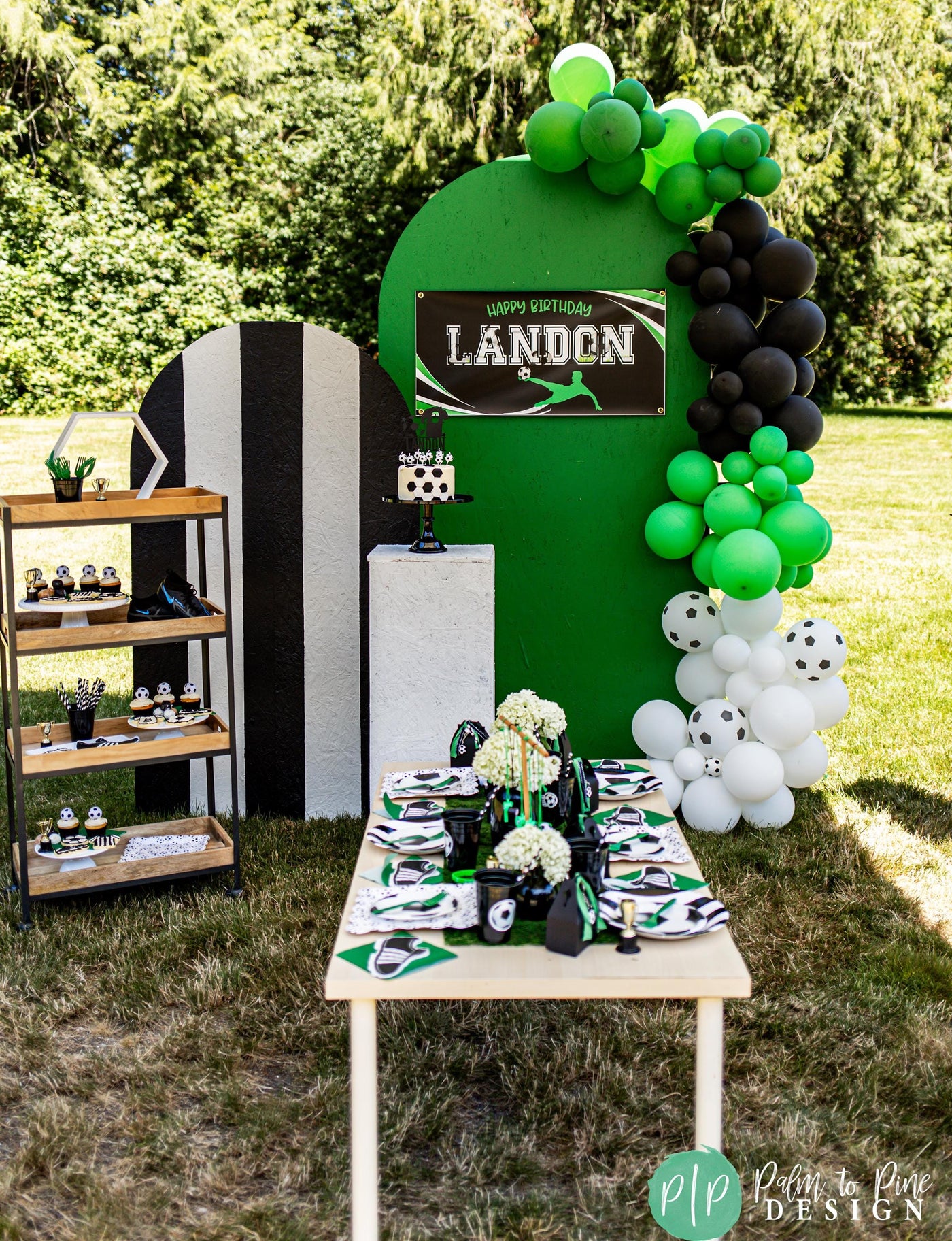 Modern Soccer Birthday Party with arch walls