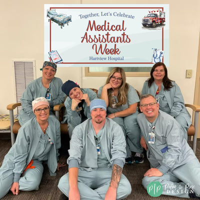 Medical Assistants Week Banner with healthcare workers in hospital waiting room