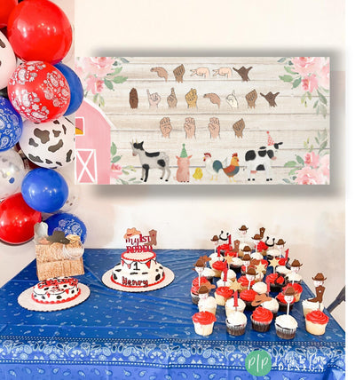 American Sign Language Farm Birthday Banner