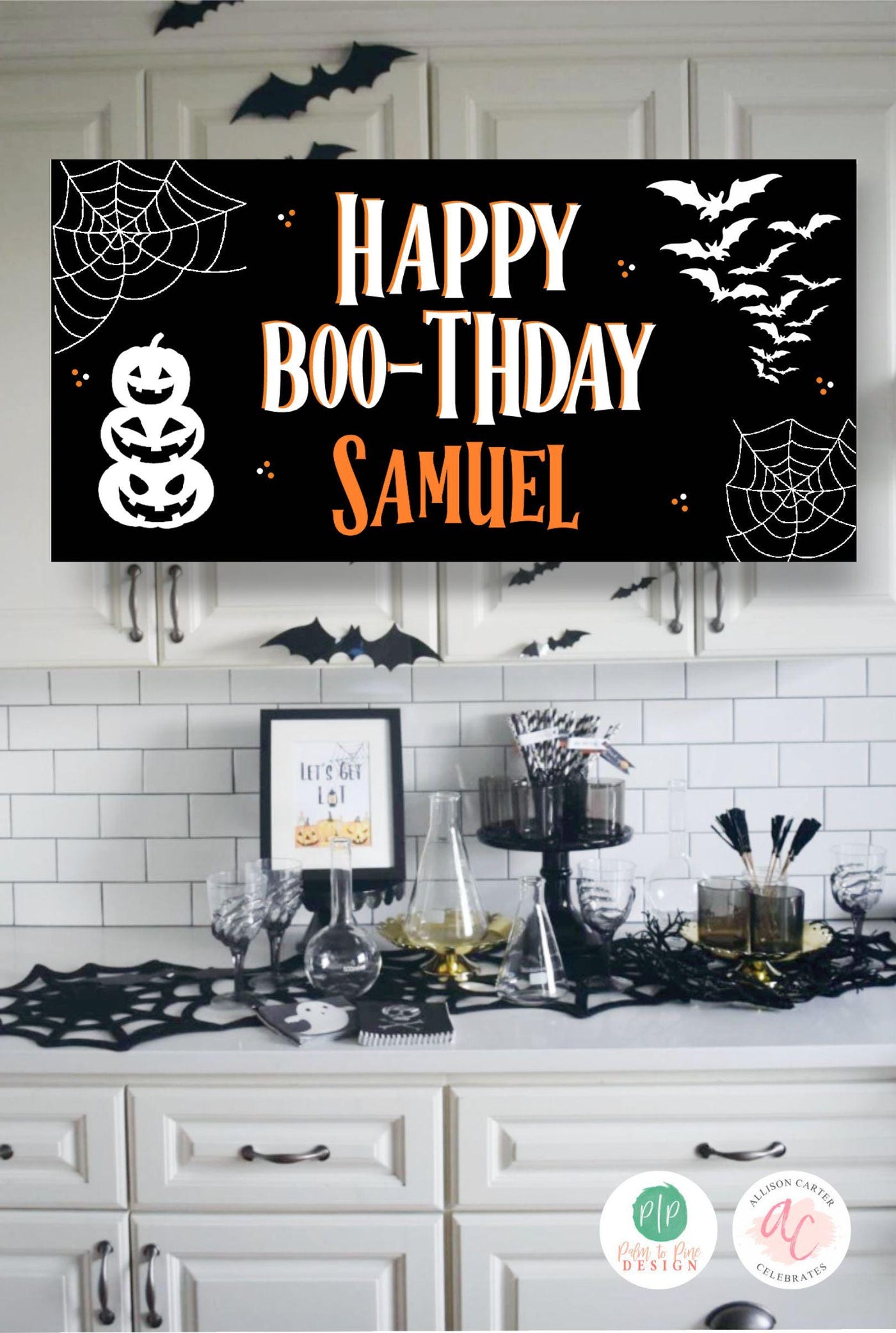 Halloween Birthday Banner, Personalized Haunted Pumpkin Sign, Halloween Party Decorations, Trunk or Treat Banner, Halloween Birthday Decor