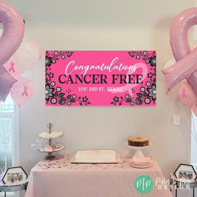 Breast Cancer Survivor Banner, I Beat Cancer Sign, Cancer Free Party Decor, Breast Cancer Walk Banner, Breast Cancer Awareness Sign, Pink