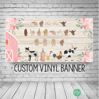 American Sign Language Farm Birthday Banner