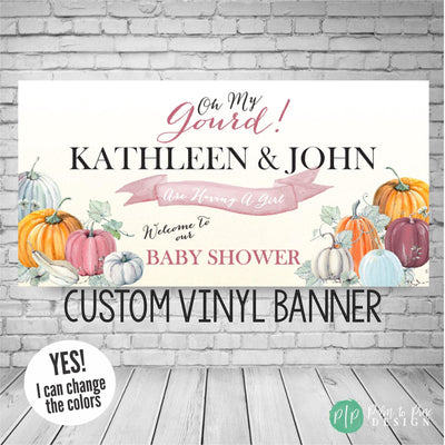 girls pumpkin themed baby shower banner