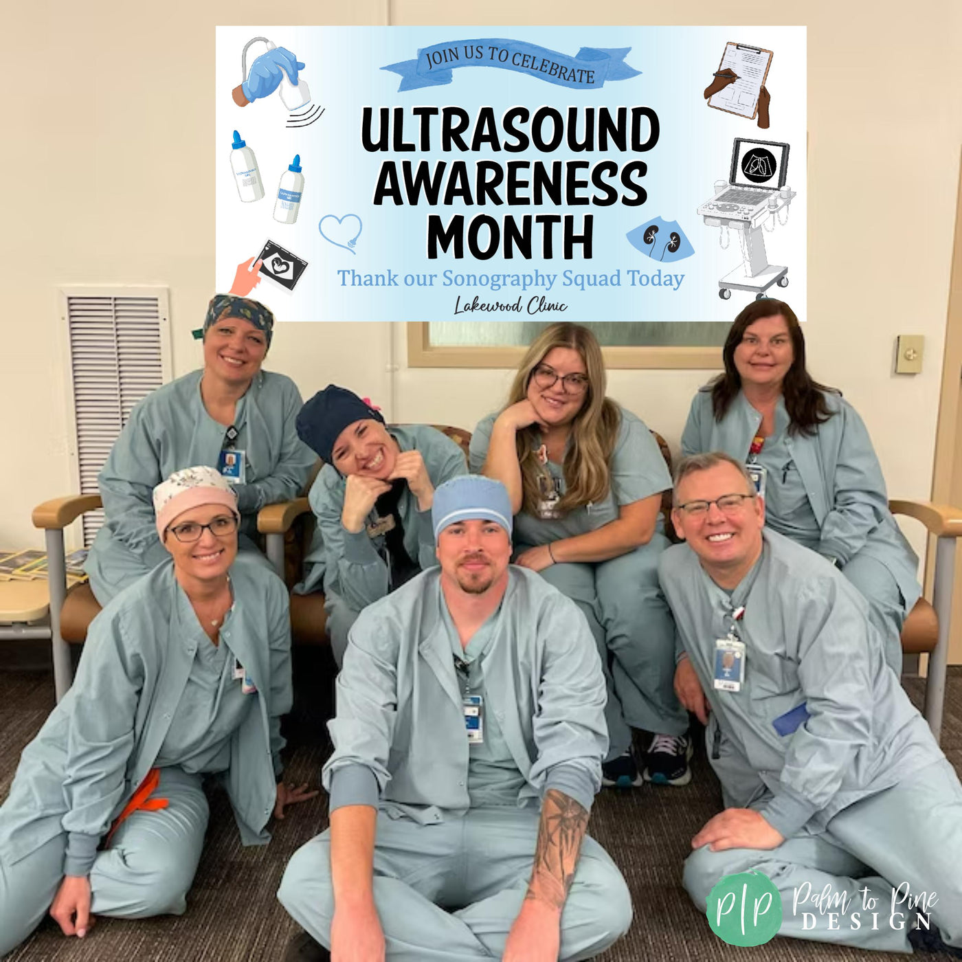 ultrasound awareness month banner with hospital staff