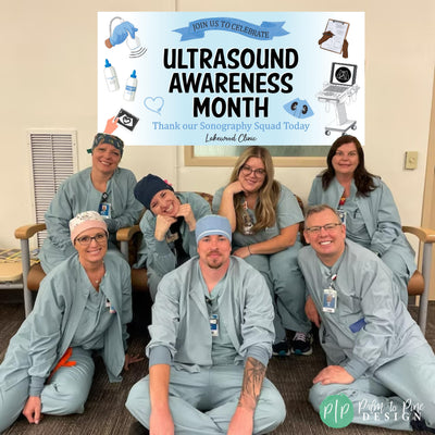 ultrasound awareness month banner with hospital staff