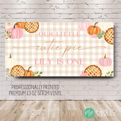 girls cutie pie birthday banner with pink pumpkins