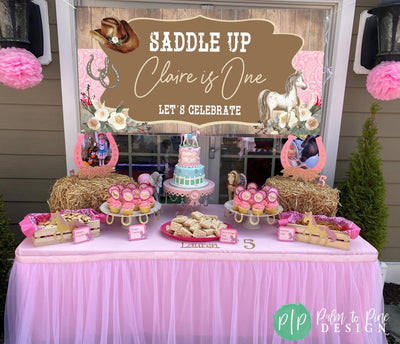 cowgirl western birthday party decorations in pink