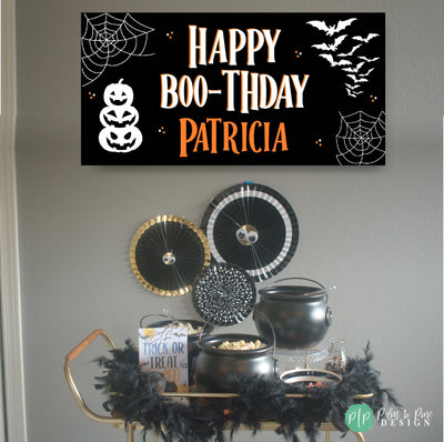 Halloween Birthday Banner, Personalized Haunted Pumpkin Sign, Halloween Party Decorations, Trunk or Treat Banner, Halloween Birthday Decor