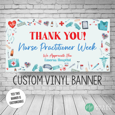 National Nurse Practitioner (NP) Week Appreciation banner with medical equipment and tools