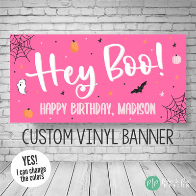 hey boo friendly birthday banner for girls