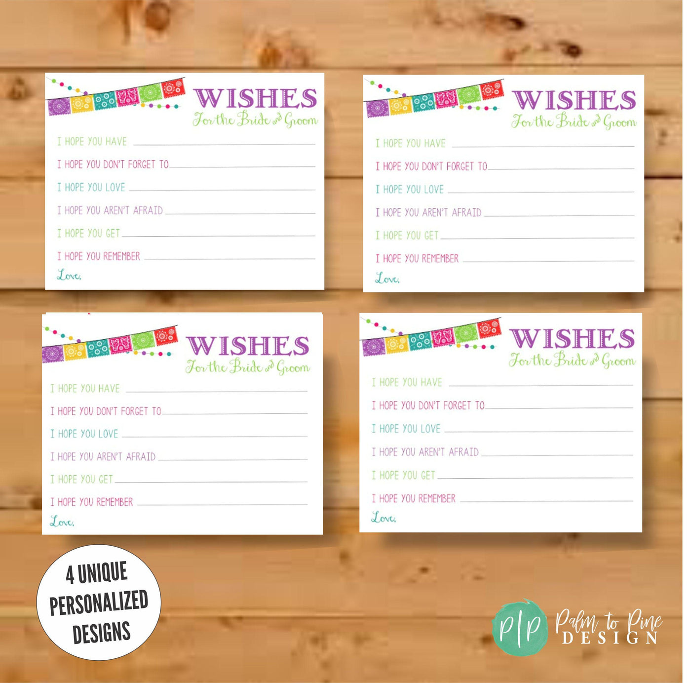 Fiesta Bridal Shower Wishes, Wish Cards for Bride and Groom, Fiesta Bridal Shower Advice Cards, Custom Fiesta Bridal Shower Wish Cards