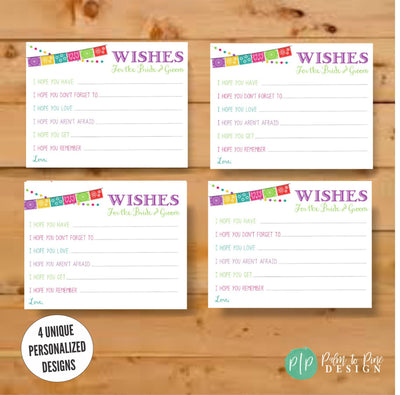 Fiesta Bridal Shower Wishes, Wish Cards for Bride and Groom, Fiesta Bridal Shower Advice Cards, Custom Fiesta Bridal Shower Wish Cards