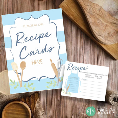 Share a Recipe Bridal Shower cards with rustic wood kitchen background