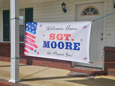 Soldier Welcome home banner for military homecoming