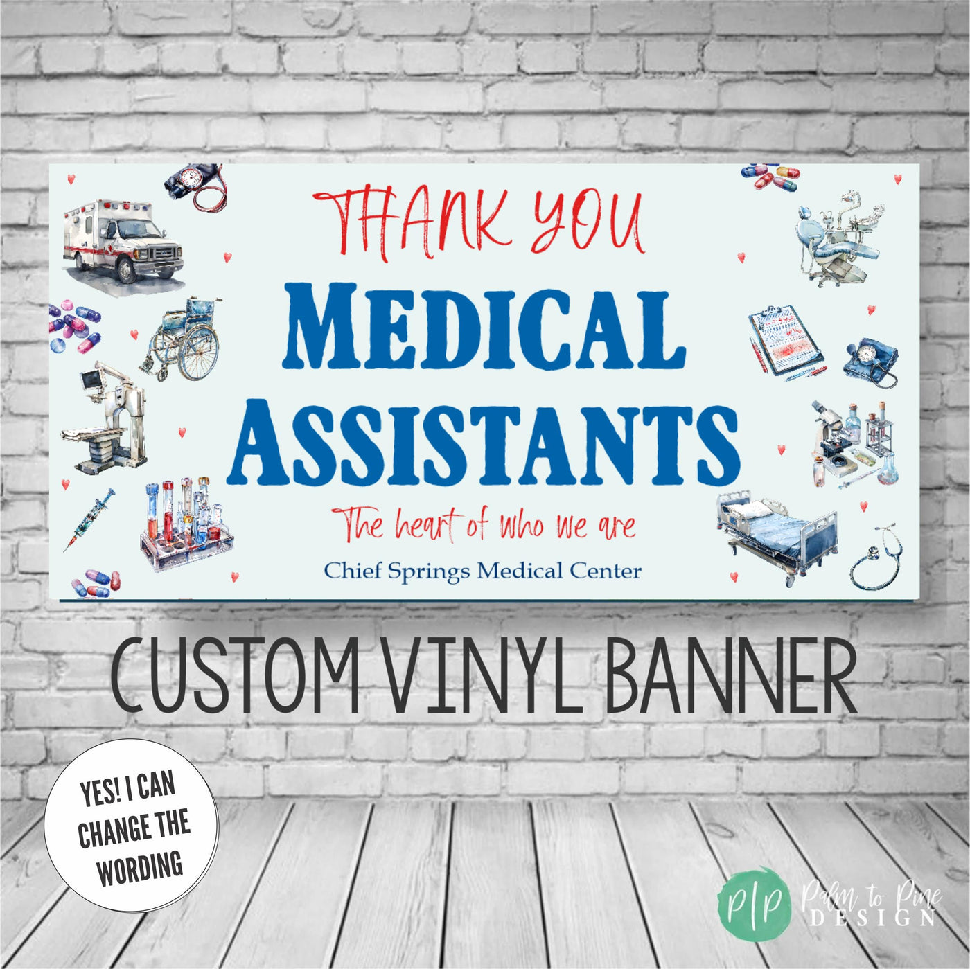 Large medical-themed appreciation banner with bold &#39;Thank You, Healthcare Heroes&#39; text