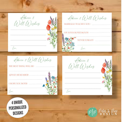 Wildflower Bridal Shower Advice Cards, Spring Bridal Shower, Advice for the Bride and Groom, Wedding Advice Cards, Advice for the Bride