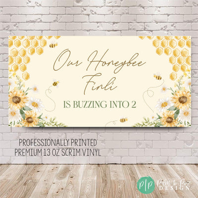 custom spring bee birthday banner backdrop for kids