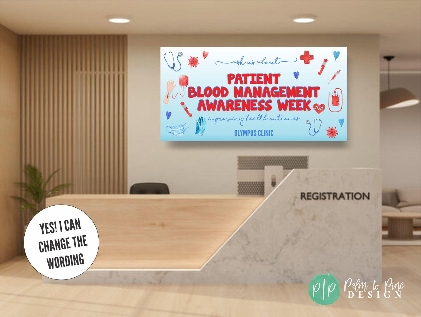 PBM awareness week banner with syringe and blood donation imagery