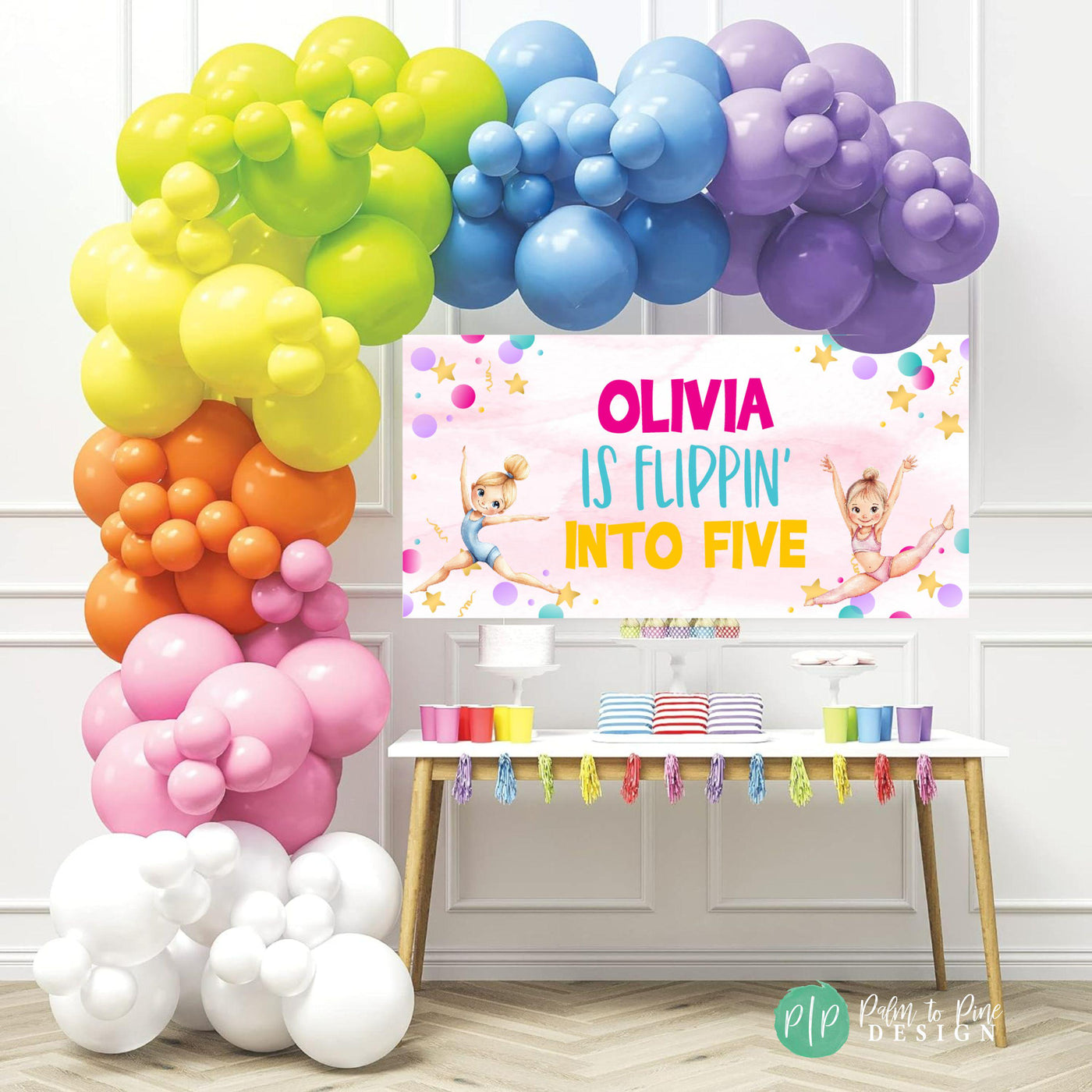 Girls Gymnast Birthday Party, Gymnastics Personalized Birthday Sign, Girls Birthday, Gymnastics Party Decorations, Gymnast Birthday Backdrop
