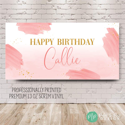 Personalized Purple & Gold Watercolor Birthday Banner, Custom Name Party Decoration, Adult Birthday Banner, Teen Birthday Party Decorations