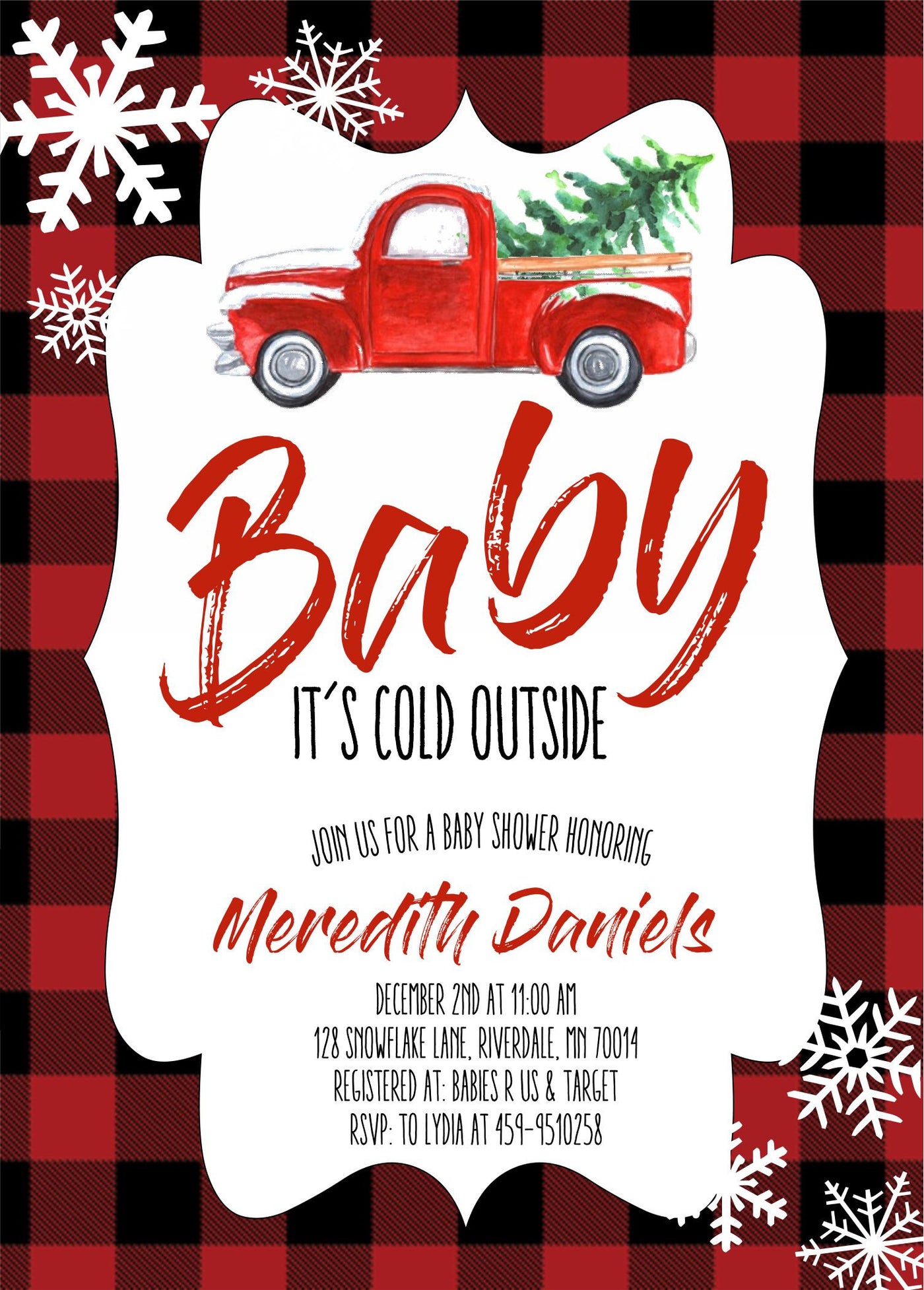 Winter Wonderland Baby Shower Invite