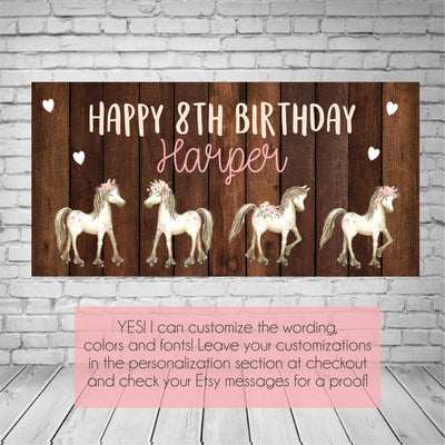 Cowgirl Birthday Banner, Horse Birthday Party, Horse Birthday Banner, horse birthday backdrop, cowgirl banner, horse party decoration, vinyl