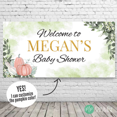 Pumpkin Baby Shower Banner, Pumpkin Party Decor, Baby Shower Pumpkin Photo Backdrop, Little Pumpkin Baby Shower, Fall Baby Shower Decoration